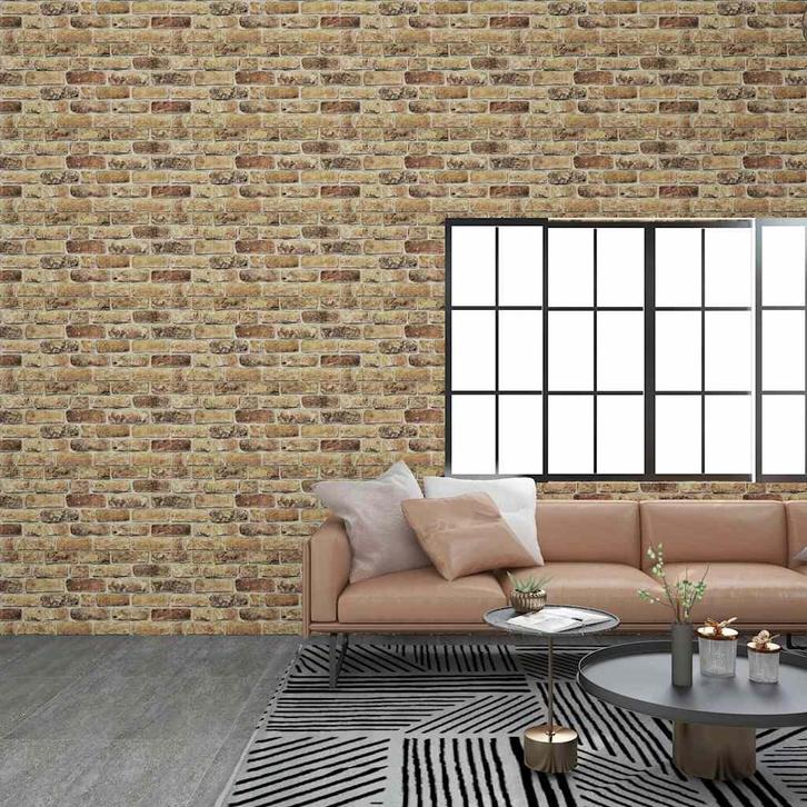 vidaXL Wandpanelen 10 st 3D donkerzand baksteen EPS, Doe-het-zelf en Bouw, Platen en Panelen, Nieuw, Verzenden
