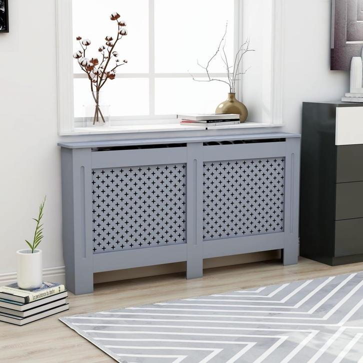 vidaXL Radiatorombouw 152x19x81,5 cm MDF antraciet, Doe-het-zelf en Bouw, Verwarming en Radiatoren, Nieuw, Verzenden