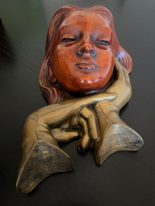 Achatit - Tête de personnage - Art Deco vrouw wanddecoratie, Antiek en Kunst, Curiosa en Brocante