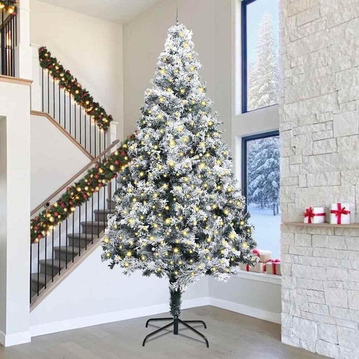 vidaXL Kunst kerstboom met verlichting en ballen set Groen, Diversen, Kerst, Nieuw, Verzenden