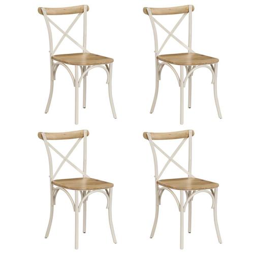 vidaXL Kruisstoelen 4 st massief mangohout wit, Huis en Inrichting, Stoelen, Nieuw, Verzenden