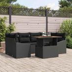 vidaXL Tuinbank Set met opslag 7 pcs Zwart Poly rattan, Tuin en Terras, Verzenden, Nieuw