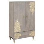 vidaXL Highboard Grijs en Goud 60 x 33.5 x 100 cm Massief, Huis en Inrichting, Verzenden, Nieuw