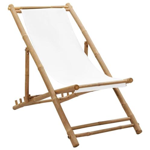 vidaXL Chaise de terrasse Bambou et toile, Jardin & Terrasse, Ensembles de jardin, Neuf, Envoi