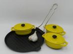 Le Creuset - Gietijzeren Grillpan met 3 vuurvaste oven/saus, Antiek en Kunst