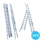 Eurostairs Reform ladder driedelig uitgebogen 3x9 sporten, Doe-het-zelf en Bouw, Verzenden, Nieuw