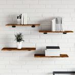 vidaXL Wandschappen 4 st 60x30x1,5 cm bewerkt hout gerookt, Huis en Inrichting, Woonaccessoires | Wandplanken en Boekenplanken