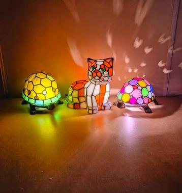 Tafellamp (3) - Tiffany stijl lampen van dieren - Glazuur,, Antiek en Kunst