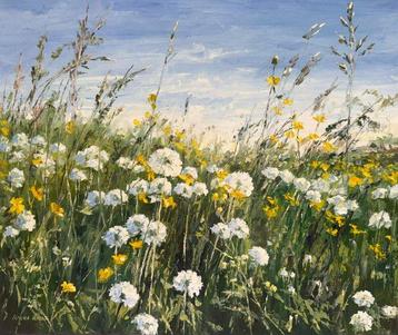 Irina Alex (1961-) - Fleurs au Bord des Champs, Antiek en Kunst, Kunst | Schilderijen | Klassiek