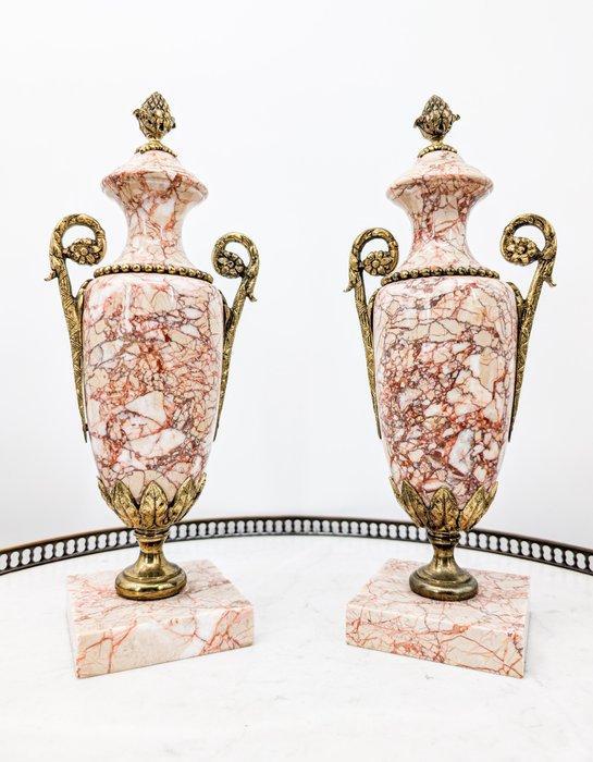 Magnifique Paire de cassolettes Marbre style Louis XVI -, Antiquités & Art, Antiquités | Autres Antiquités