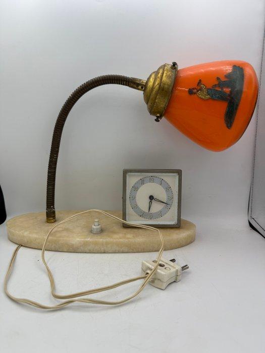 Bureaulamp - Marmer, Messing, Glas, Antiek en Kunst, Curiosa en Brocante