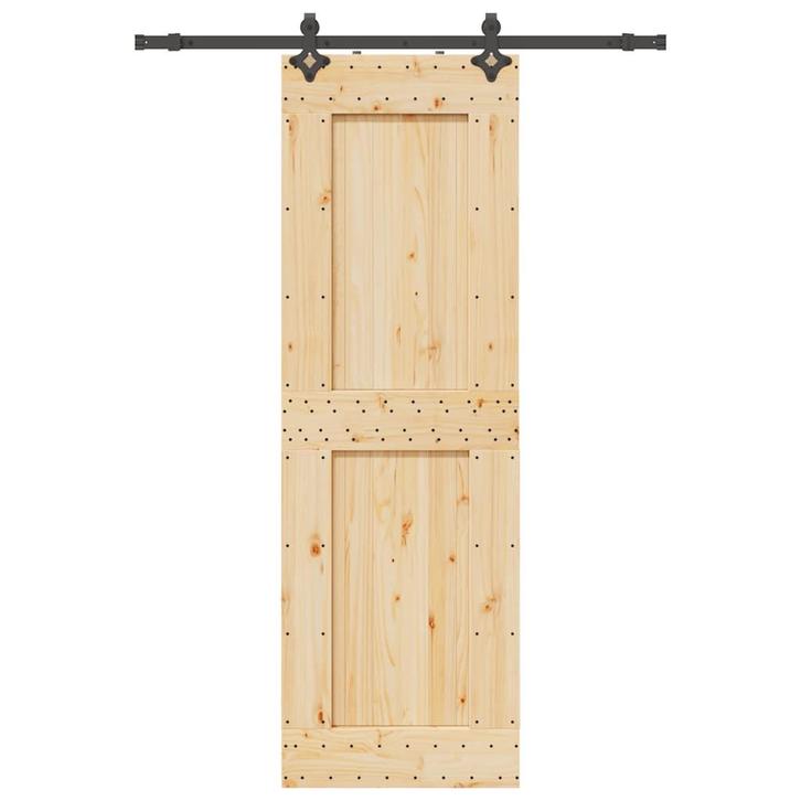 vidaXL Schuifdeur met beslag 70x210 cm massief grenenhout, Doe-het-zelf en Bouw, Deuren en Vliegenramen, Nieuw, Verzenden