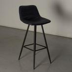 Frontseat barkruk, blauw leder, 4-poot onderstel, Huis en Inrichting, Stoelen, Ophalen of Verzenden, Gebruikt