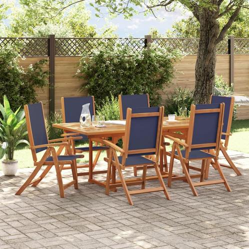 vidaXL 7-delige Tuinset massief acaciahout en textileen, Tuin en Terras, Tuinsets en Loungesets, Tuinset, Nieuw, Verzenden