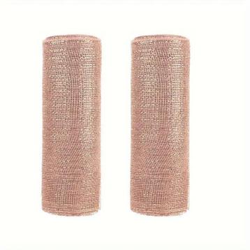 Deco mesh metallic roségoud voor kransen en inpakken