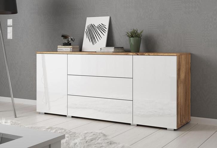Dressoir eiken Wit - 150cm - Opbergkast - Kast - Modern, Huis en Inrichting, Kasten | Dressoirs, 25 tot 50 cm, Nieuw, 150 tot 200 cm
