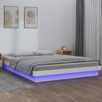 vidaXL Bedframe LED massief hout wit 120x190 cm, Huis en Inrichting, Nieuw, Verzenden