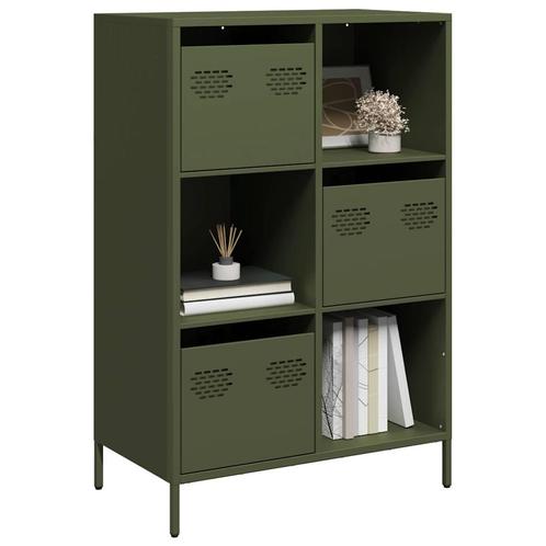 vidaXL Hoge kast 68x39x103,5 cm staal olijfgroen, Huis en Inrichting, Kasten | Dressoirs, Nieuw, Verzenden