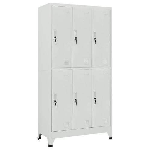 vidaXL Lockerkast met 6 vakken 90x45x180 cm staal grijs, Huis en Inrichting, Kasten | Overige, Nieuw, Verzenden