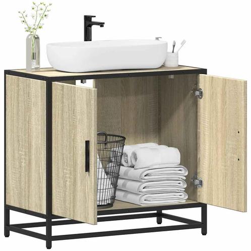 vidaXL Wastafelkast 65x33x60 cm bewerkt hout sonoma, Huis en Inrichting, Badkamer | Badkamermeubels, Nieuw, Verzenden