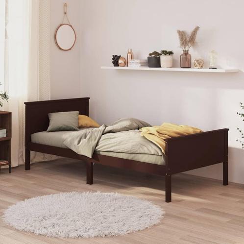 vidaXL Bedframe massief grenenhout donkerbruin 90x200 cm, Huis en Inrichting, Slaapkamer | Bedden, Nieuw, Verzenden