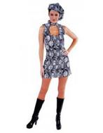 Black and white disko jurk met pet, Ophalen of Verzenden