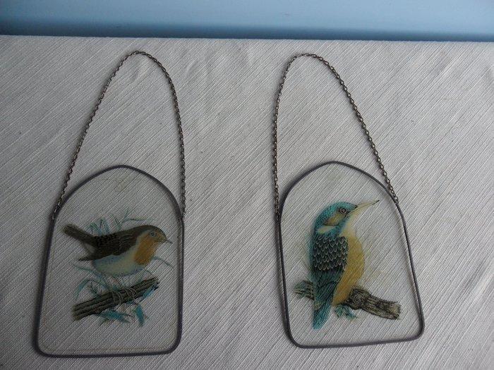 Wanddecoratie (2) - Nederland - Vogels op glas, Antiek en Kunst, Curiosa en Brocante