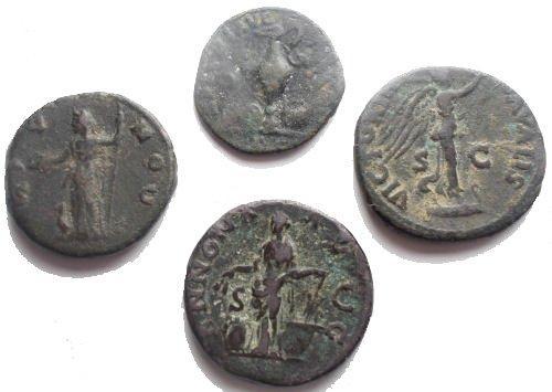 Romeinse Rijk Lot of 4 Æ coins incl.: Caracalla Caesar;, Postzegels en Munten, Munten | Europa | Niet-Euromunten