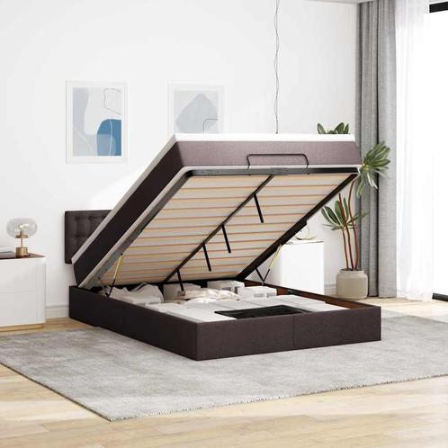 vidaXL Bed met matras 140x190 cm stof donkerbruin, Huis en Inrichting, Slaapkamer | Bedden, Nieuw, Verzenden