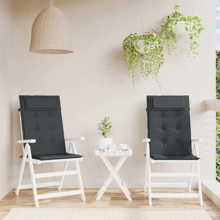vidaXL Stoelkussens 2 st hoge rug oxford stof zwart, Huis en Inrichting, Woonaccessoires | Kussens, Nieuw, Verzenden