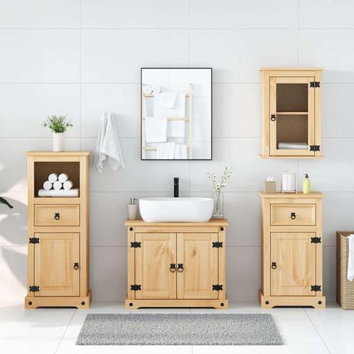 vidaXL 4-delige Badkamermeubelset Corona massief grenenhout, Huis en Inrichting, Badkamer | Badkamermeubels, Nieuw, Verzenden