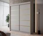 Kledingkast 180cm beige met goud schuifdeuren Garderobekast, Verzenden, Nieuw