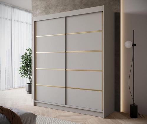 Kledingkast 180cm beige met goud schuifdeuren Garderobekast, Huis en Inrichting, Kasten | Overige, Nieuw, Verzenden