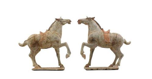 Chinois ancien, empire unifié des Tang Terre cuite Paire, Verzamelen, Mineralen en Fossielen