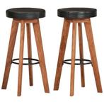 Barkrukken Leer/Hout 2 st | Retour Deal | 46% Korting!, Huis en Inrichting, 2 krukken, Verzenden, Nieuw, 60 tot 90 cm