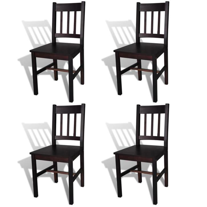 vidaXL Eetkamerstoelen 4 st grenenhout donkerbruin, Huis en Inrichting, Stoelen, Nieuw, Verzenden