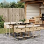 vidaXL 7-delige Tuinset met kussens poly rattan beige, Verzenden, Nieuw, Tuinset