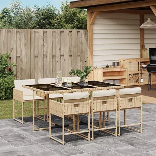 vidaXL 7-delige Tuinset met kussens poly rattan beige, Tuin en Terras, Tuinsets en Loungesets, Tuinset, Nieuw, Verzenden