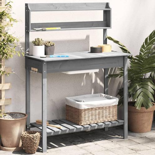 vidaXL Oppottafel met spoelbak 147,5x44x139,5 cm vurenhout, Tuin en Terras, Bloembakken en Plantenbakken, Nieuw, Verzenden