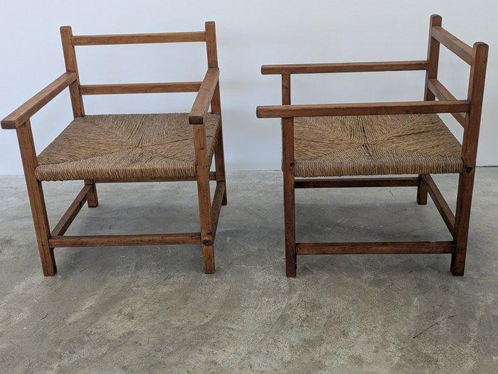 Umberto Leonardi - Fauteuil - Hout, Paglia, Antiek en Kunst, Antiek | Meubels | Stoelen en Sofa's