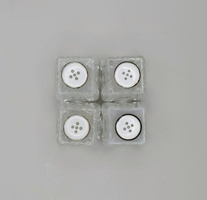 Art Deco Set of Four - Salière et poivrière - Argent 925,, Antiquités & Art, Antiquités | Argent & Or