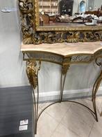 Console - Marbre, Bois, Verre, Fer
