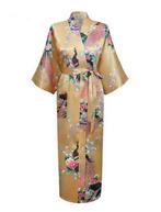 KIMU® Kimono Goud 7/8e XS-S Yukata Satijn Boven dekel Lange, Ophalen of Verzenden