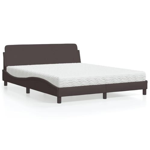 vidaXL Bed met matras stof donkerbruin 160x200 cm, Huis en Inrichting, Slaapkamer | Bedden, Nieuw, Verzenden
