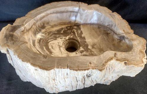 bois minéralisé lavabo décoratif exclusif - 13.5×41×27 cm -, Verzamelen, Mineralen en Fossielen