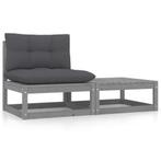 Loungeset Grenenhout Grijs | Retour Deal | 40% Korting, Tuin en Terras, Tuinsets en Loungesets, Verzenden, Nieuw, Hout, Tuinset