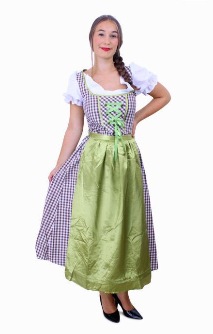 Lange Dirndl Tirol Jurk Heidi Bruin Groen 34 XS Oktoberfest, Kleding | Dames, Carnavalskleding en Feestkleding, Nieuw, Ophalen of Verzenden