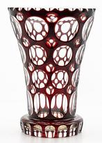 Meyrs Neffe Art Deco Burgundy Faceted Crystal Glass Vase, Antiek en Kunst