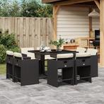 vidaXL 9-delige Tuinset poly rattan zwart, Tuin en Terras, Verzenden, Nieuw, Tuinset