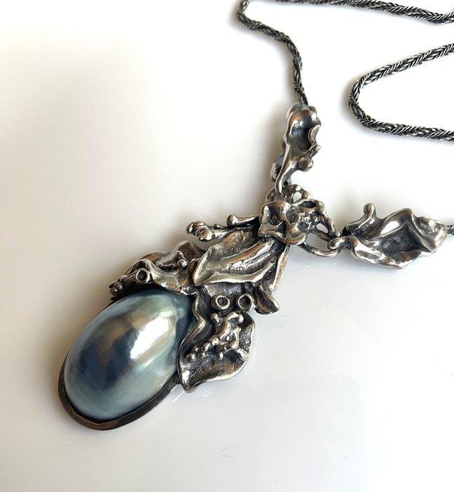Sans prix de réserve - Collier avec pendentif Argent Perle -, Bijoux, Sacs & Beauté, Bijoux anciens